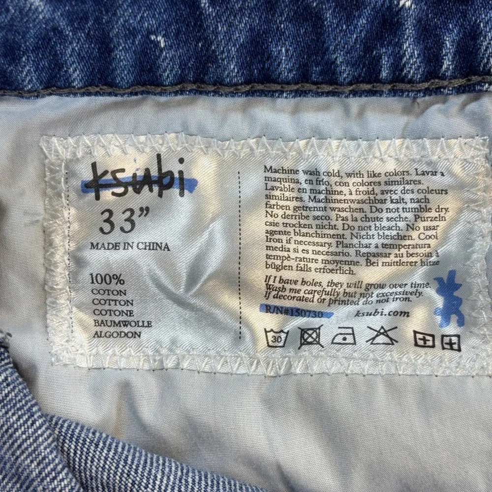 Ksubi Chitch Jeans Mens 33 Light Wash Distressed Graphic Streetwear Denim Pants